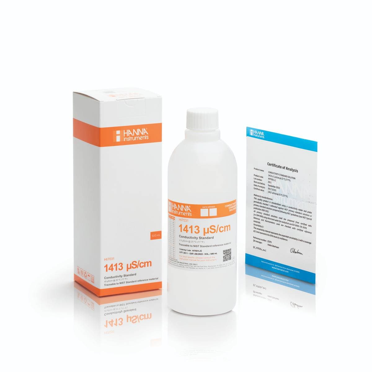HANNA HI7031L/C EC kalibrační roztok s certifikátem, 500 ml
